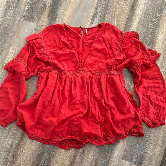 Free People Dresses & Skirts - Free People Vibrant Red Ruffled Romper